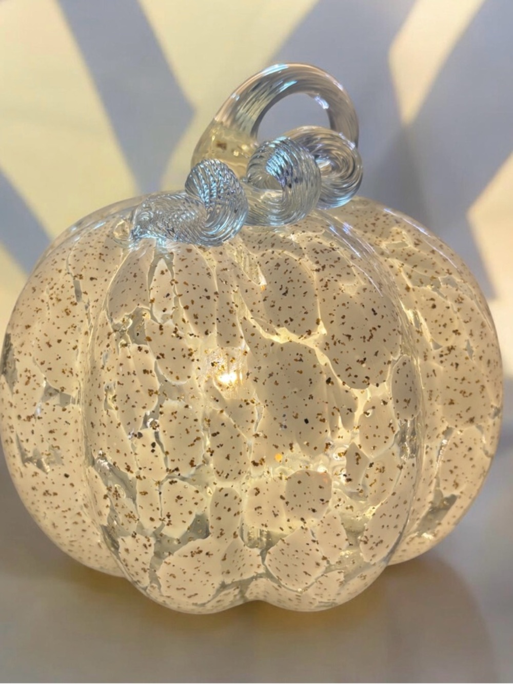 Glass Pumpkin Light-Up Decoration Battery Operated Halloween or Fall Decor